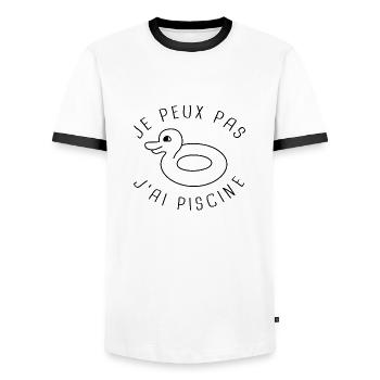 canard piscine - T-shirt contrasté Homme - blanc/noir - Devant - AI Model Female 172 light (172cm) & AI Model Male 178 dark (178cm)