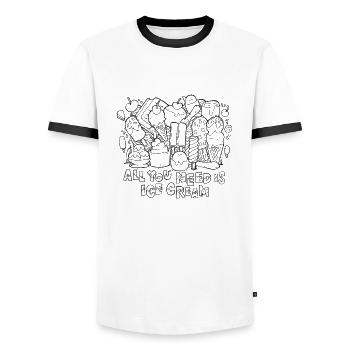 All You Need Is Ice Cream - Men's Ringer Shirt - white/black - Front - AI Model Female 172 light (172cm) & AI Model Male 178 dark (178cm)