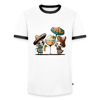 Mexico Fever - T-shirt contrasté Homme - blanc/noir - Devant - AI Model Female 172 light (172cm) & AI Model Male 178 dark (178cm)