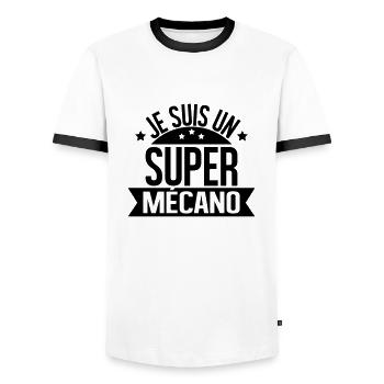 je suis un super mécano - T-shirt contrasté Homme - blanc/noir - Devant - AI Model Female 172 light (172cm) & AI Model Male 178 dark (178cm)