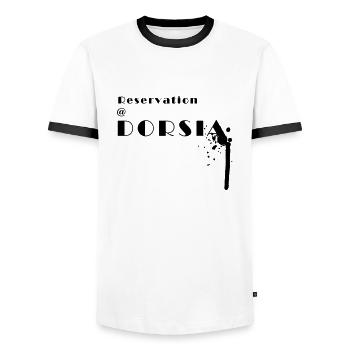 reservation at dorsia - T-shirt contrasté Homme - blanc/noir - Devant - AI Model Female 172 light (172cm) & AI Model Male 178 dark (178cm)