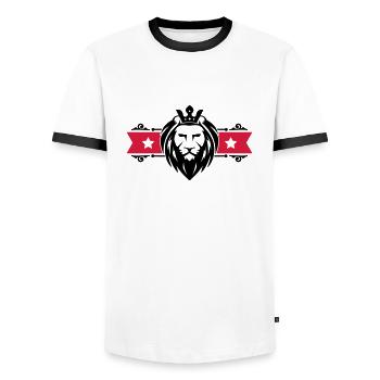 Bannière tête de Lion - tête de lion - T-shirt contrasté Homme - blanc/noir - Devant - AI Model Female 172 light (172cm) & AI Model Male 178 dark (178cm)