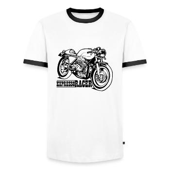 Expresso Racer - T-shirt contrasté Homme - blanc/noir - Devant - AI Model Female 172 light (172cm) & AI Model Male 178 dark (178cm)