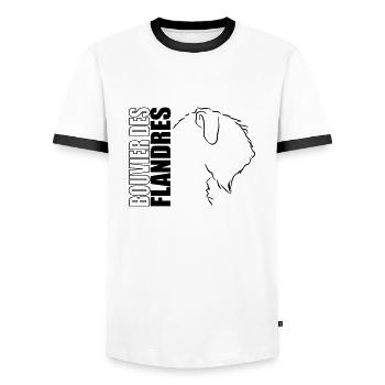 BOUVIER DES FLANDRES PROFIL CHIEN DE CHIEN - T-shirt contrasté Homme - blanc/noir - Devant - AI Model Female 172 light (172cm) & AI Model Male 178 dark (178cm)