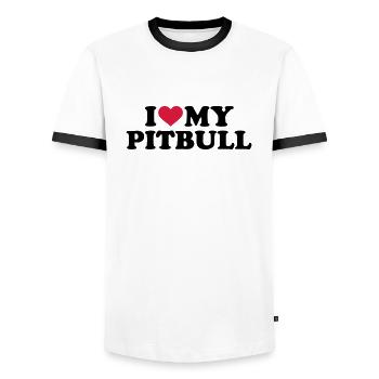I love my Pitbull - T-shirt contrasté Homme - blanc/noir - Devant - AI Model Female 172 light (172cm) & AI Model Male 178 dark (178cm)