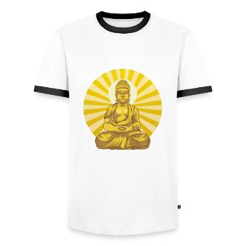 Schöner cooler Buddha. Yoga, Meditation. - Männer Kontrast-T-Shirt - Weiß/Schwarz - Vorne - AI Model Female 172 light (172cm) & AI Model Male 178 dark (178cm)