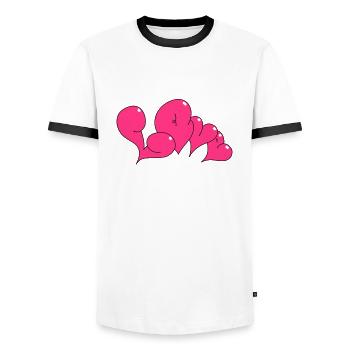 LOVEbubble Style coeur - T-shirt contrasté Homme - blanc/noir - Devant - AI Model Female 172 light (172cm) & AI Model Male 178 dark (178cm)
