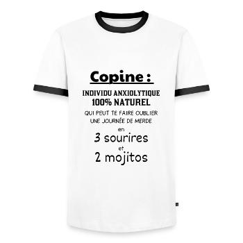 copine humour cadeau. Le cadeau parfait pour la me - T-shirt contrasté Homme - blanc/noir - Devant - AI Model Female 172 light (172cm) & AI Model Male 178 dark (178cm)
