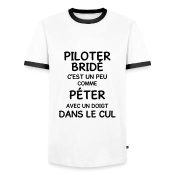 Piloter pilote humour - T-shirt contrasté Homme - blanc/noir - Devant - AI Model Female 172 light (172cm) & AI Model Male 178 dark (178cm)
