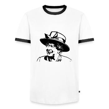 Queen II Elizabeth Silhouette - Men's Ringer Shirt - white/black - Front - AI Model Female 172 light (172cm) & AI Model Male 178 dark (178cm)