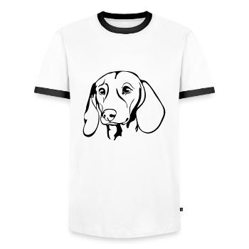 DACKEL DACHSHUND Teckel hunting dogs Wilsigns - Men's Ringer Shirt - white/black - Front - AI Model Female 172 light (172cm) & AI Model Male 178 dark (178cm)