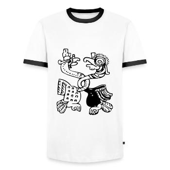 Symboles des oiseaux mayas - Script maya - Glyphes mayas - T-shirt contrasté Homme - blanc/noir - Devant - AI Model Female 172 light (172cm) & AI Model Male 178 dark (178cm)