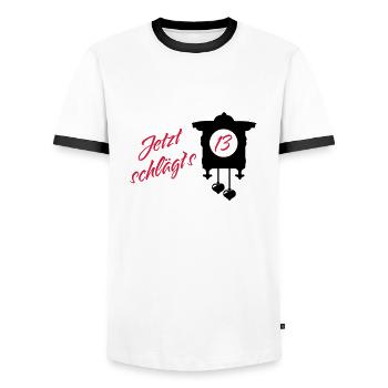 Geburtstag - Jetzt schlägt's 13 - Männer Kontrast-T-Shirt - Weiß/Schwarz - Vorne - AI Model Female 172 light (172cm) & AI Model Male 178 dark (178cm)