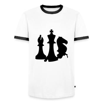 Schach, schachmatt - Männer Kontrast-T-Shirt - Weiß/Schwarz - Vorne - AI Model Female 172 light (172cm) & AI Model Male 178 dark (178cm)