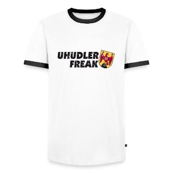 Uhudler Freak Burgenland Wappen Spruch Geschenk - Männer Kontrast-T-Shirt - Weiß/Schwarz - Vorne - AI Model Female 172 light (172cm) & AI Model Male 178 dark (178cm)