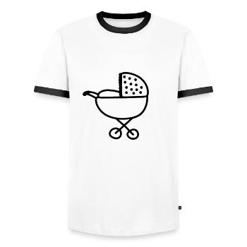 Strollers - line - Men's Ringer Shirt - white/black - Front - AI Model Female 172 light (172cm) & AI Model Male 178 dark (178cm)
