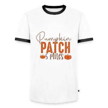 Pumpkin Patch 5 Miles - Men's Ringer Shirt - white/black - Front - AI Model Female 172 light (172cm) & AI Model Male 178 dark (178cm)
