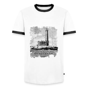Bengtskär Lighthouse - Textiles and Gift Products - Men's Ringer Shirt - white/black - Front - AI Model Female 172 light (172cm) & AI Model Male 178 dark (178cm)