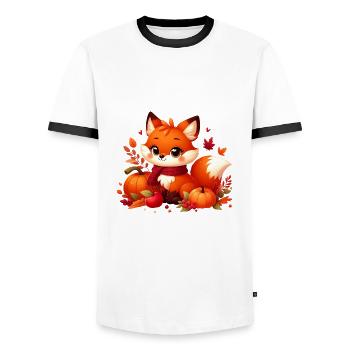 Fuchs Herbst 2 - Männer Kontrast-T-Shirt - Weiß/Schwarz - Vorne - AI Model Female 172 light (172cm) & AI Model Male 178 dark (178cm)
