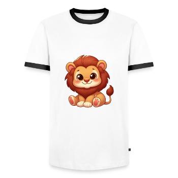 Petit Lion Mignon - T-shirt contrasté Homme - blanc/noir - Devant - AI Model Female 172 light (172cm) & AI Model Male 178 dark (178cm)