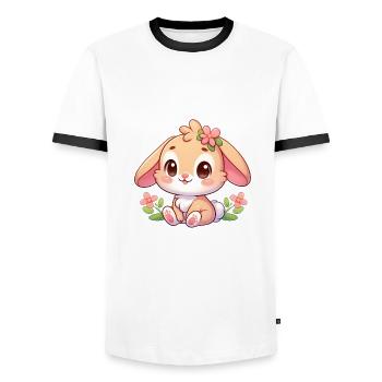 lapin 7 - T-shirt contrasté Homme - blanc/noir - Devant - AI Model Female 172 light (172cm) & AI Model Male 178 dark (178cm)