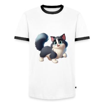 ragdoll 12 - T-shirt contrasté Homme - blanc/noir - Devant - AI Model Female 172 light (172cm) & AI Model Male 178 dark (178cm)