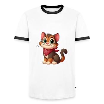 shorthair - T-shirt contrasté Homme - blanc/noir - Devant - AI Model Female 172 light (172cm) & AI Model Male 178 dark (178cm)