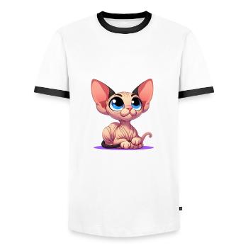 sphynx 2 - T-shirt contrasté Homme - blanc/noir - Devant - AI Model Female 172 light (172cm) & AI Model Male 178 dark (178cm)