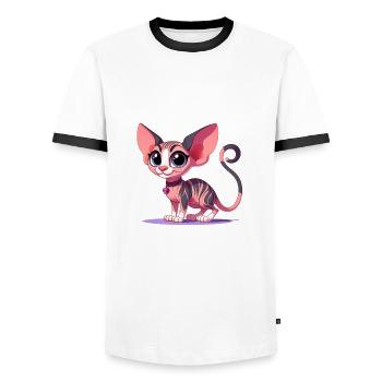 sphynx - T-shirt contrasté Homme - blanc/noir - Devant - AI Model Female 172 light (172cm) & AI Model Male 178 dark (178cm)