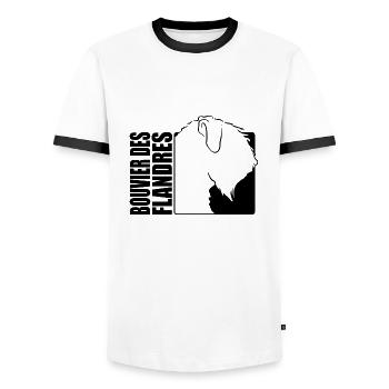 Bouvier des Flandres Profile Dog Dogs Wilsigns - Men's Ringer Shirt - white/black - Front - AI Model Female 172 light (172cm) & AI Model Male 178 dark (178cm)