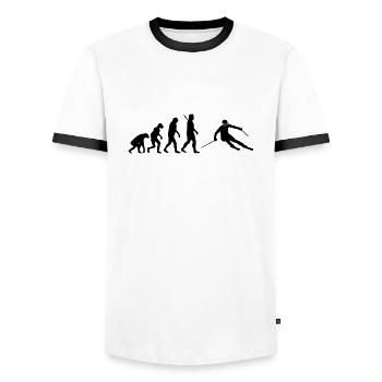 Evolution Alpine Ski - Männer Kontrast-T-Shirt - Weiß/Schwarz - Vorne - AI Model Female 172 light (172cm) & AI Model Male 178 dark (178cm)