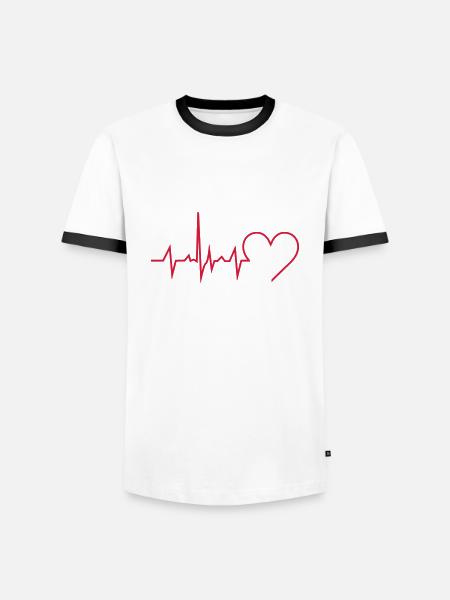 Heartbeat - Männer Kontrast-T-Shirt - Weiß/Schwarz