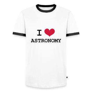 I Love Astronomy - Men's Ringer Shirt - white/black - Front - AI Model Female 172 light (172cm) & AI Model Male 178 dark (178cm)
