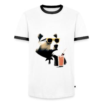 Ours cool - T-shirt contrasté Homme - blanc/noir - Devant - AI Model Female 172 light (172cm) & AI Model Male 178 dark (178cm)