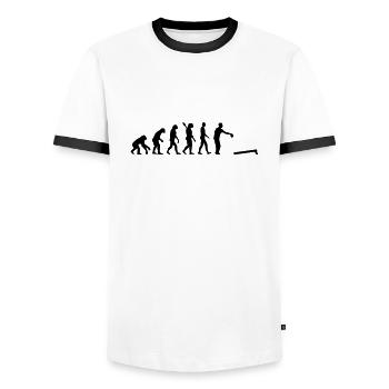 Evolution Cornhole - Men's Ringer Shirt - white/black - Front - AI Model Female 172 light (172cm) & AI Model Male 178 dark (178cm)