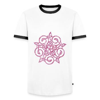 noeud celtique 20 e 60 - T-shirt contrasté Homme - blanc/noir - Devant - AI Model Female 172 light (172cm) & AI Model Male 178 dark (178cm)
