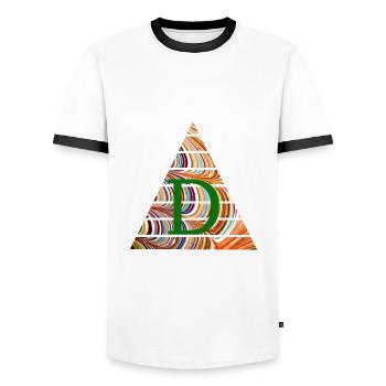 Triangle E 56 D - T-shirt contrasté Homme - blanc/noir - Devant - AI Model Female 172 light (172cm) & AI Model Male 178 dark (178cm)