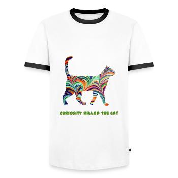 Chat avec la parole E 7 - T-shirt contrasté Homme - blanc/noir - Devant - AI Model Female 172 light (172cm) & AI Model Male 178 dark (178cm)