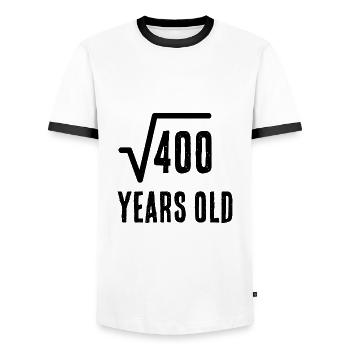 20e racine carrée anniversaire drôle maths amant dire - T-shirt contrasté Homme - blanc/noir - Devant - AI Model Female 172 light (172cm) & AI Model Male 178 dark (178cm)