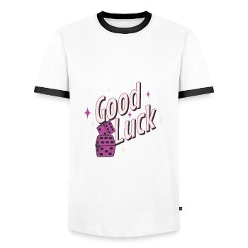 lucky dice good luck - Men's Ringer Shirt - white/black - Front - AI Model Female 172 light (172cm) & AI Model Male 178 dark (178cm)