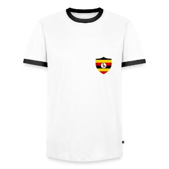 Uganda flag, gift - Men's Ringer Shirt - white/black - Front - AI Model Female 172 light (172cm) & AI Model Male 178 dark (178cm)