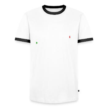 Motorcycle Heartbeat Motorcyclist Racing Machine - Men's Ringer Shirt - white/black - Front - AI Model Female 172 light (172cm) & AI Model Male 178 dark (178cm)