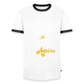 je peux pas j ai pétanque et apéro Humour petanque - T-shirt contrasté Homme - blanc/noir - Devant - AI Model Female 172 light (172cm) & AI Model Male 178 dark (178cm)