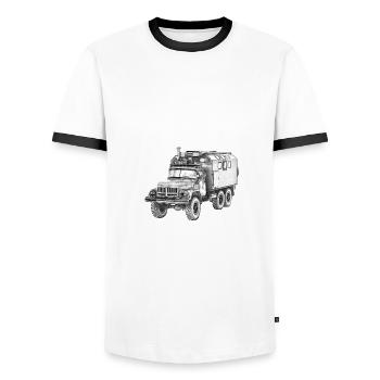 ZIL 131 Camion militaire russe de la NVA - T-shirt contrasté Homme - blanc/noir - Devant - AI Model Female 172 light (172cm) & AI Model Male 178 dark (178cm)