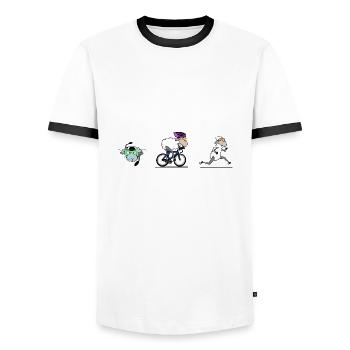 Triathlon - T-shirt contrasté Homme - blanc/noir - Devant - AI Model Female 172 light (172cm) & AI Model Male 178 dark (178cm)