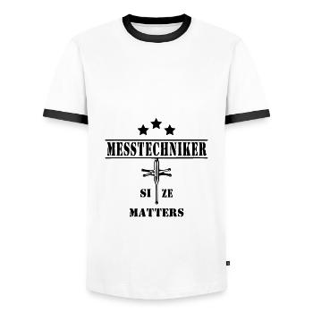 Measurement technician Size Matters Black - Men's Ringer Shirt - white/black - Front - AI Model Female 172 light (172cm) & AI Model Male 178 dark (178cm)