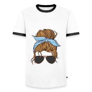 Nordsee Langeoog - Männer Kontrast-T-Shirt - Weiß/Schwarz - Vorne - AI Model Female 172 light (172cm) & AI Model Male 178 dark (178cm)