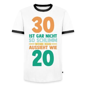 Dreißig 30 Jahre Dreißigster Geburtstag - Männer Kontrast-T-Shirt - Weiß/Schwarz - Vorne - AI Model Female 172 light (172cm) & AI Model Male 178 dark (178cm)