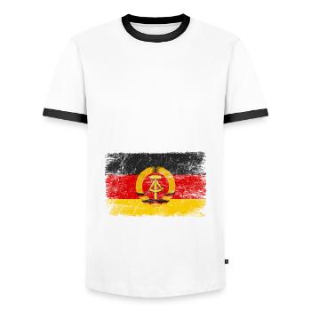 Ostdeutschland Ossi Deutschland DDR - Männer Kontrast-T-Shirt - Weiß/Schwarz - Vorne - AI Model Female 172 light (172cm) & AI Model Male 178 dark (178cm)