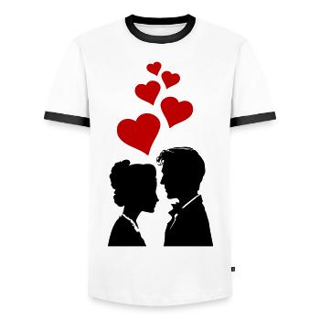 Mariage de couple Mariage de couple - T-shirt contrasté Homme - blanc/noir - Devant - AI Model Female 172 light (172cm) & AI Model Male 178 dark (178cm)